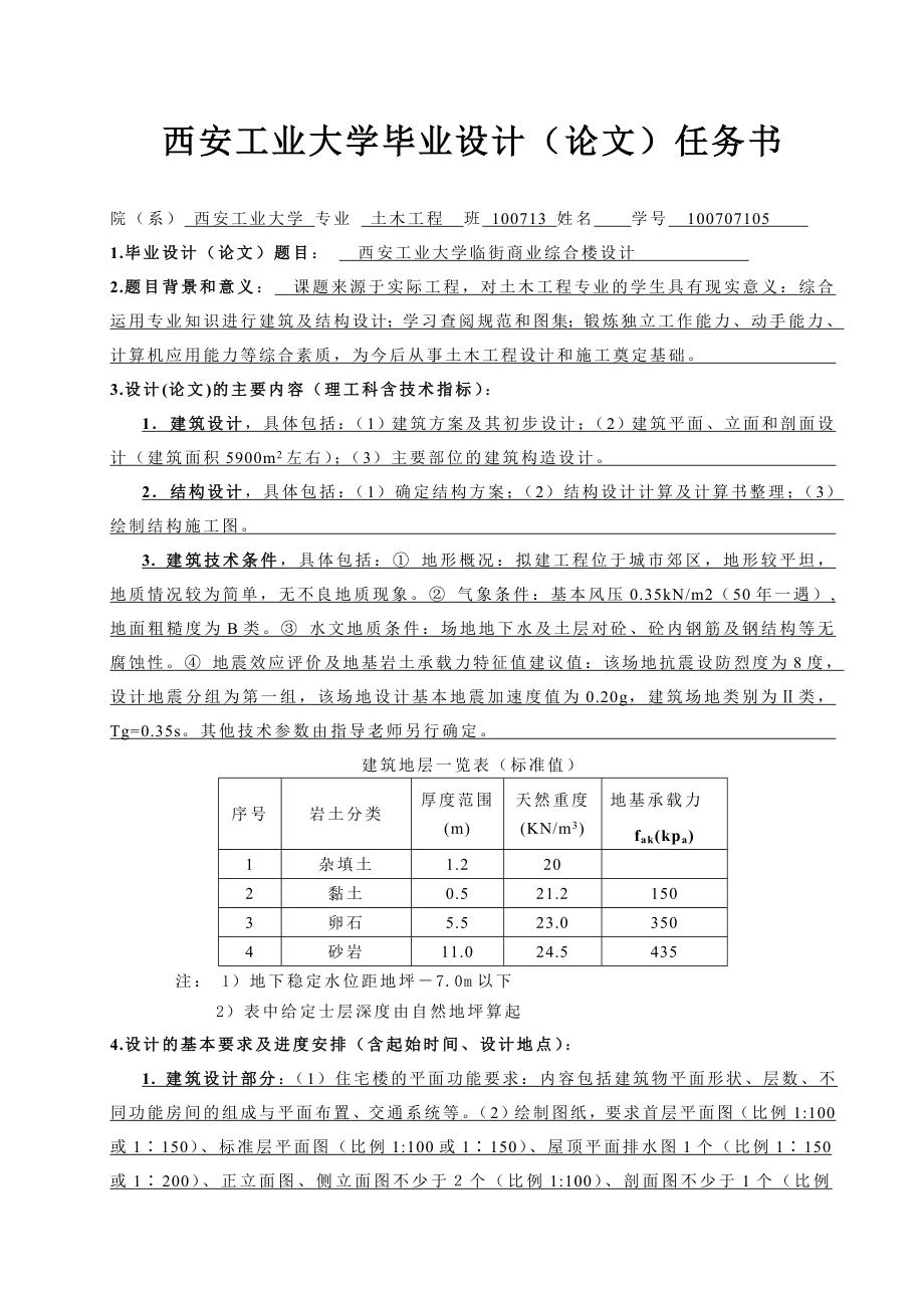 土木工程毕业设计（论文）-五层临街商业综合楼设计【全套图纸】.doc_第4页