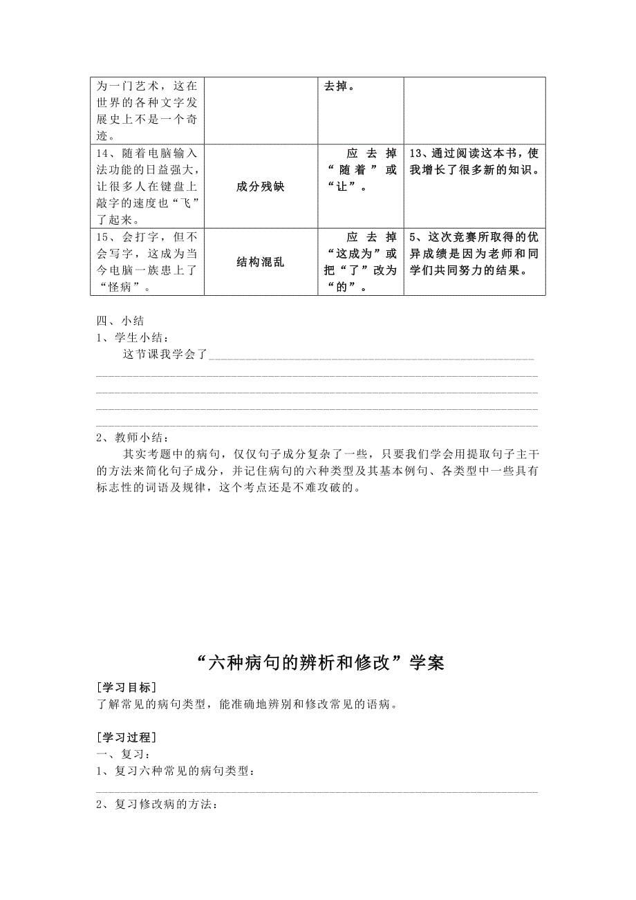 六种病句的辨析和修改教学设计及配套练习_第5页