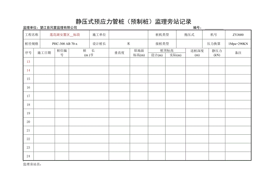 静压式预应力管桩监理旁站记录_第3页