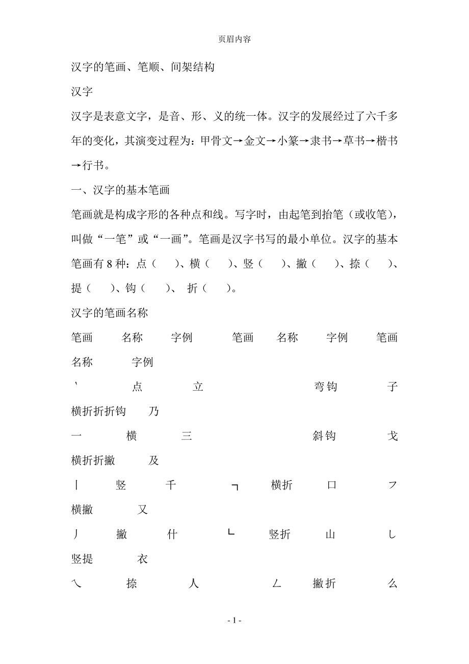 汉字的笔画、笔顺、间架结构_第1页