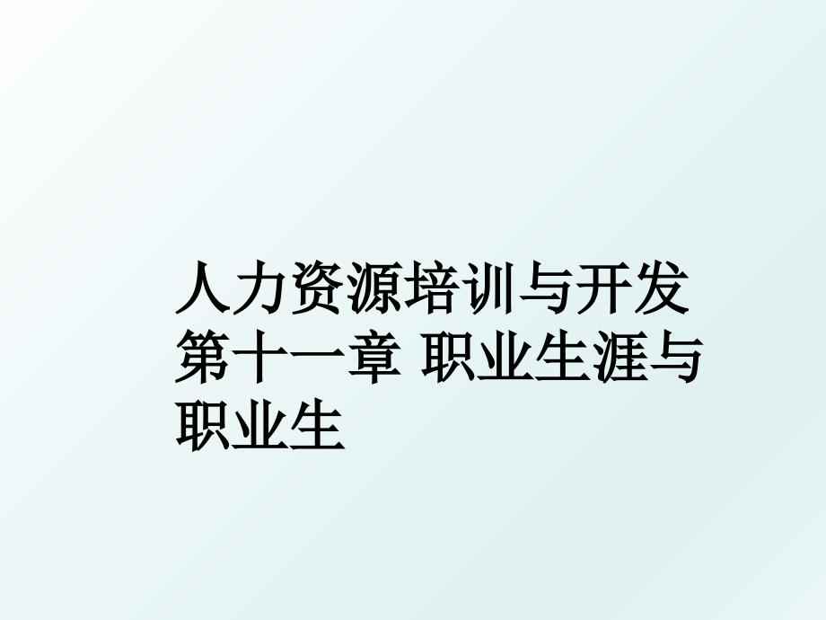 人力资源培训与开发第十一章职业生涯与职业生_第1页