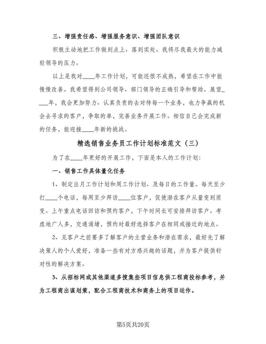 精选销售业务员工作计划标准范文（6篇）.doc_第5页