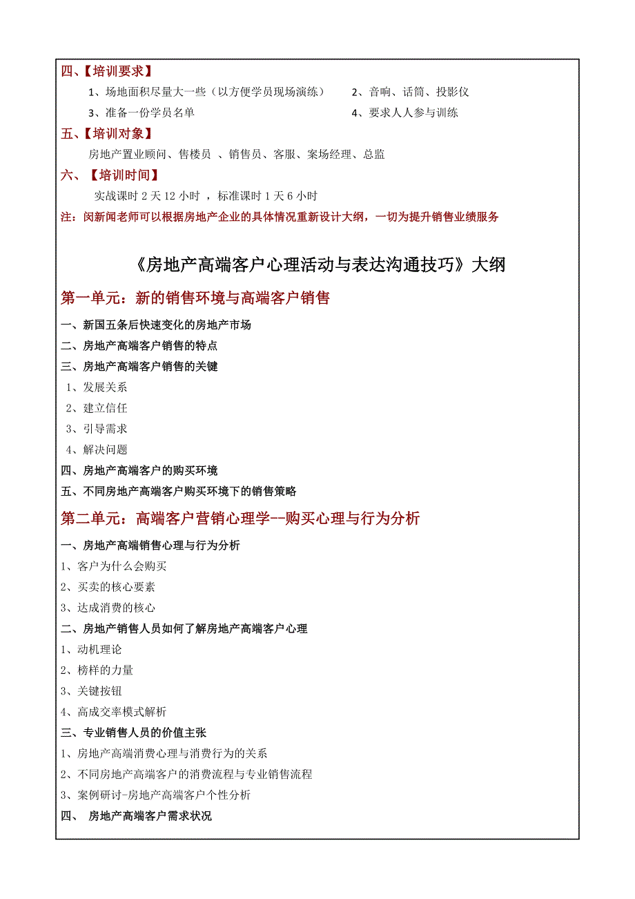 《房地产高端客户心理活动与表达沟通技巧》大纲2_第2页