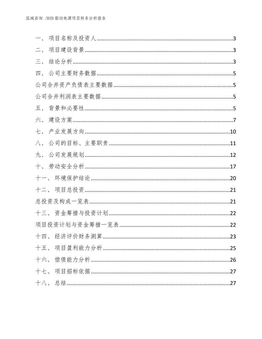 HID驱动电源项目财务分析报告_第2页