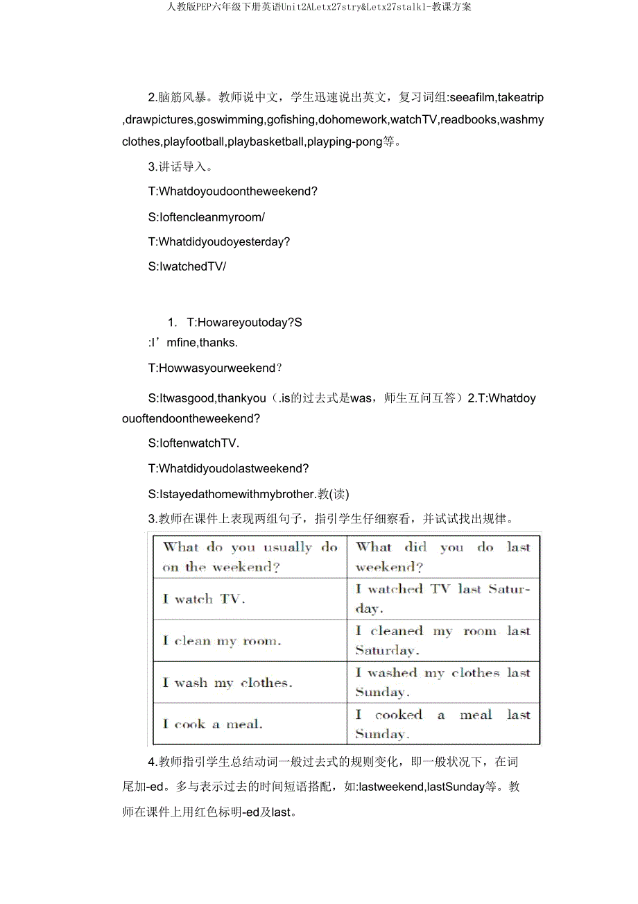 人教版PEP六年级下册英语Unit2ALetx27stry&amp;Letx27stalk1-教案.doc_第2页