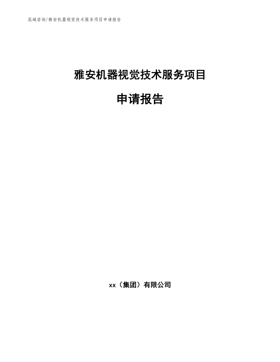 雅安机器视觉技术服务项目申请报告