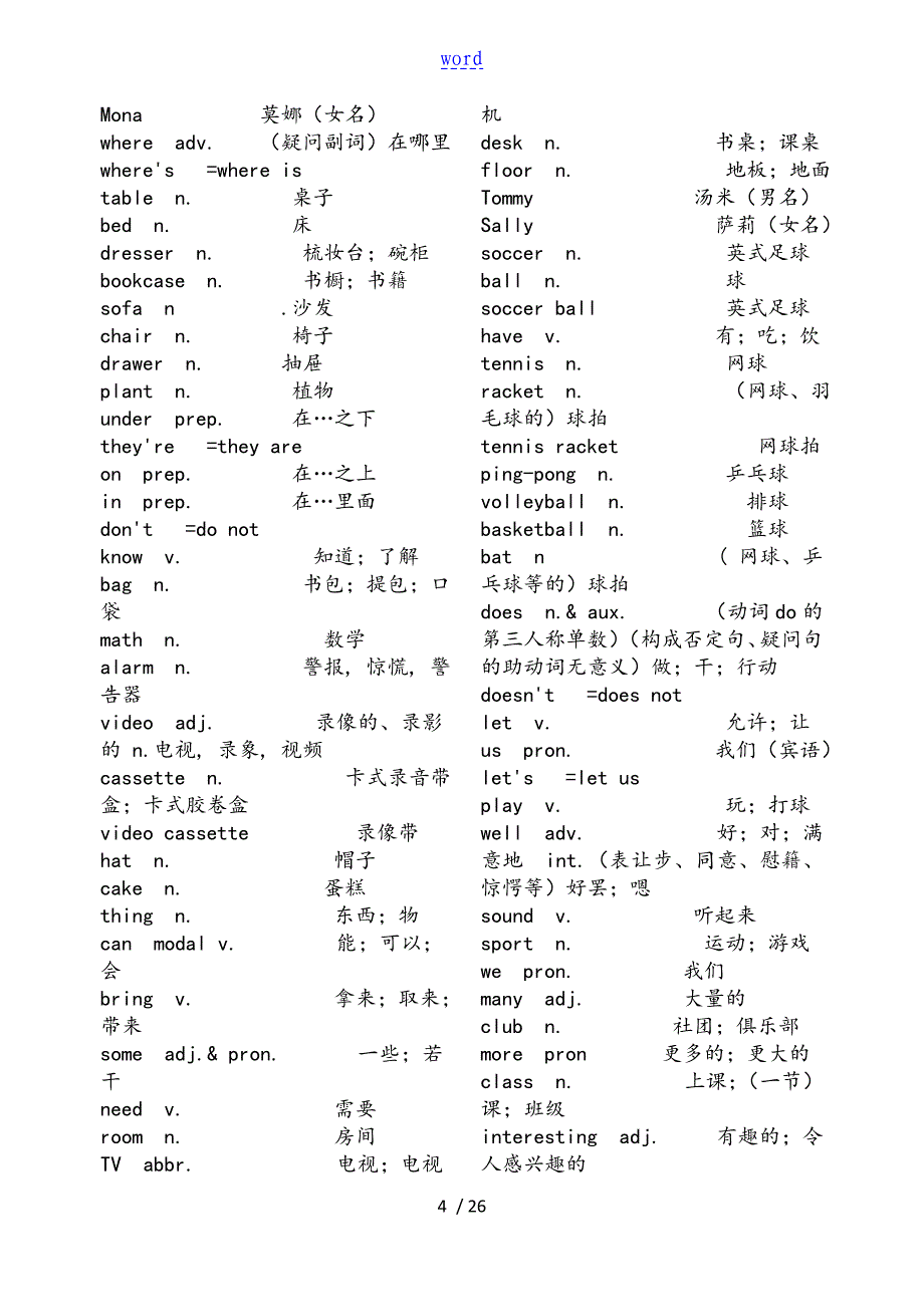 鲁教版初中英语单词表格_第4页