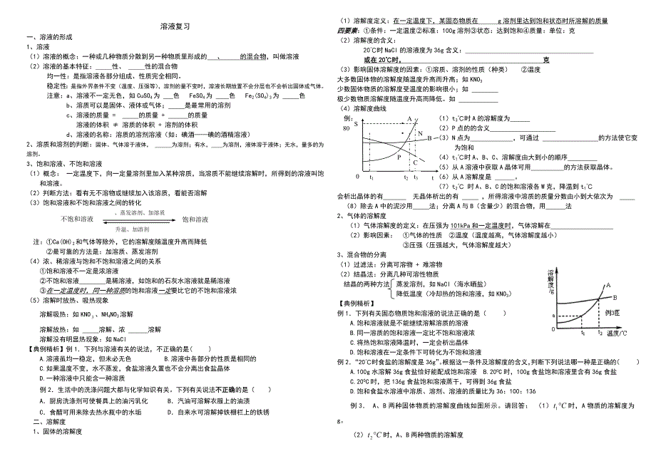 中考化学溶液专题提高复习(教育精品)_第1页