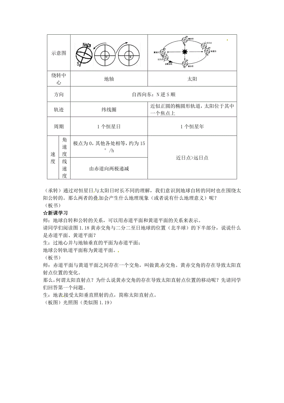 【最新】江苏省江阴市成化高级中学高中地理 1.3地球的运动第二课时教案 新人教版必修1_第2页