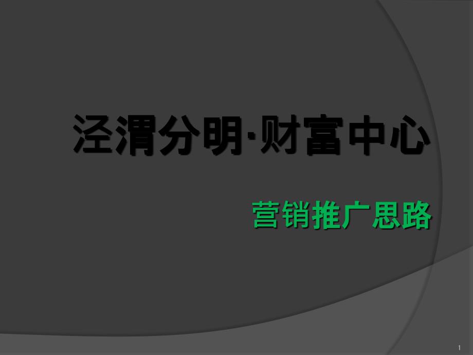 泾渭分明财富中心项目营销推广思路_第1页