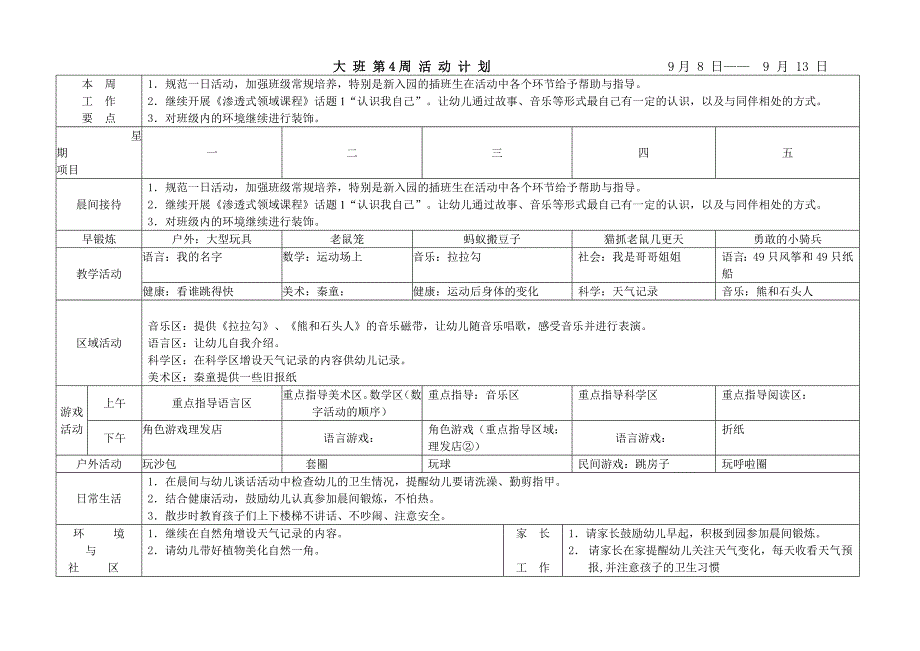 幼儿园大班周计划表夏季.doc_第2页