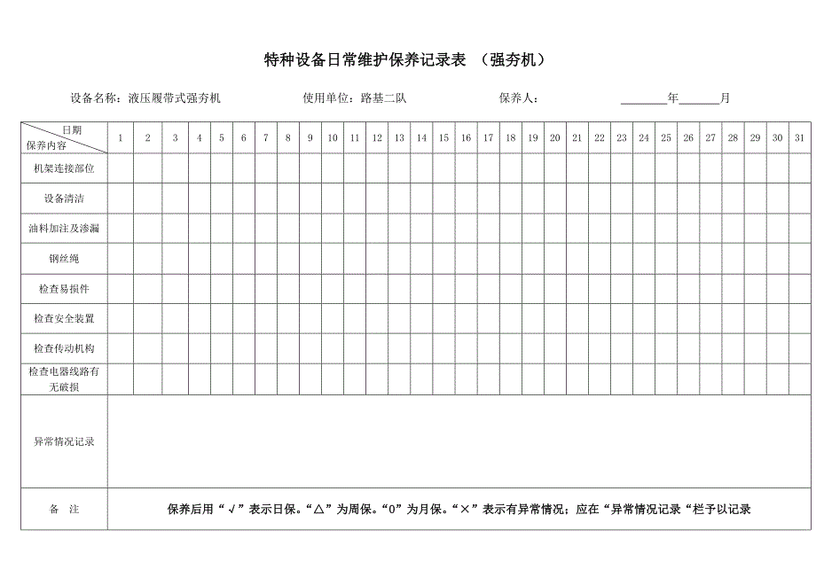 强夯机每日维护保养记录_第2页