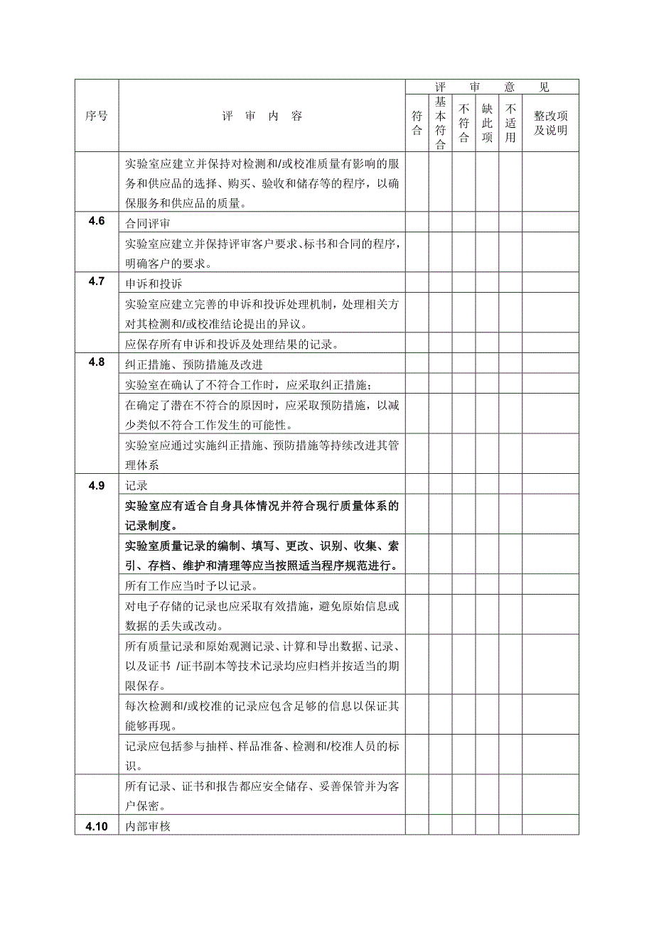 新版计量认证内审评审表_第4页