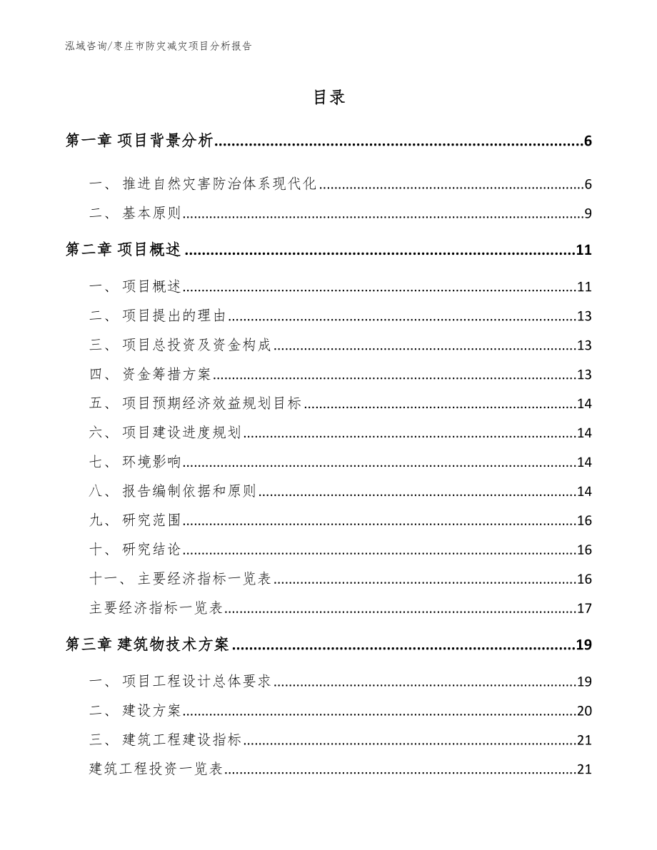 枣庄市防灾减灾项目分析报告_第1页