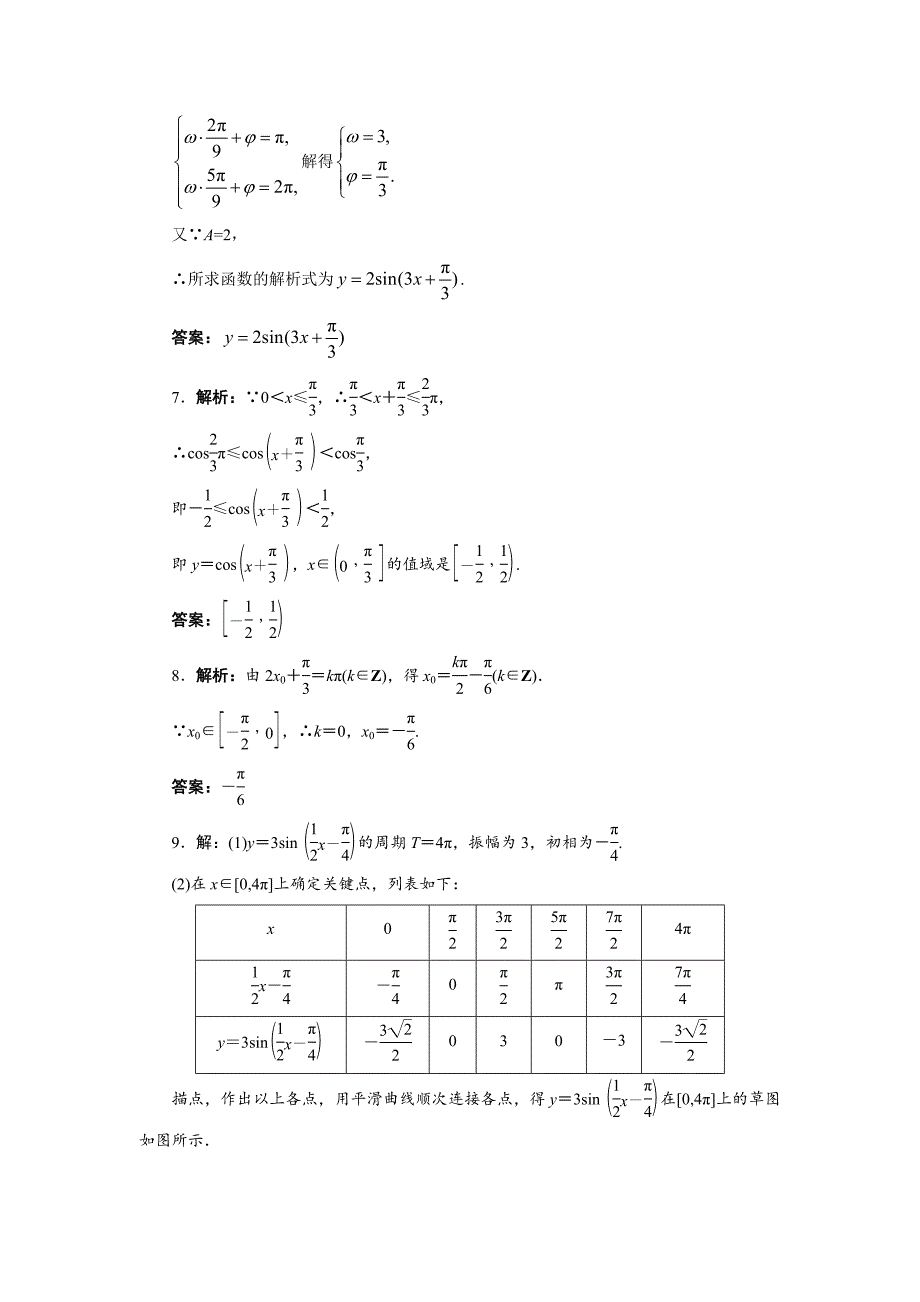 新版高中数学北师大版必修4同步精练：1.8函数y＝Asinωx＋φ的图像与性质_第4页