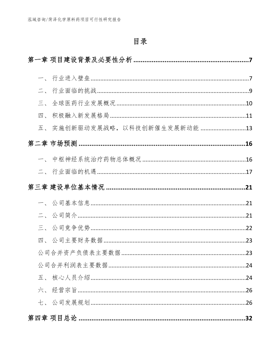 菏泽化学原料药项目可行性研究报告模板范本_第1页