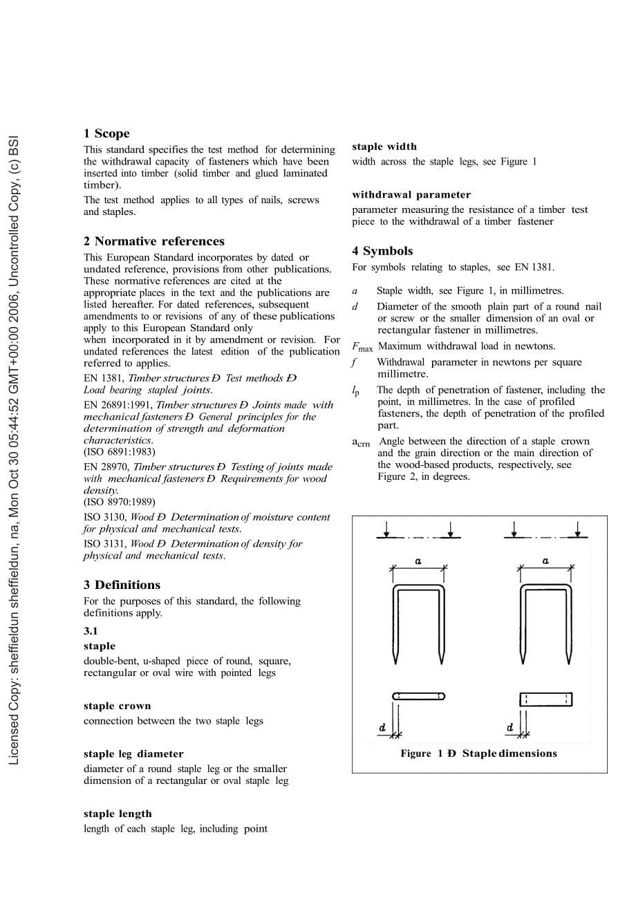 bs英国标准word原稿】bs en 13821999 timber structures. test methods. withdrawal capacity of timber fasteners_第5页