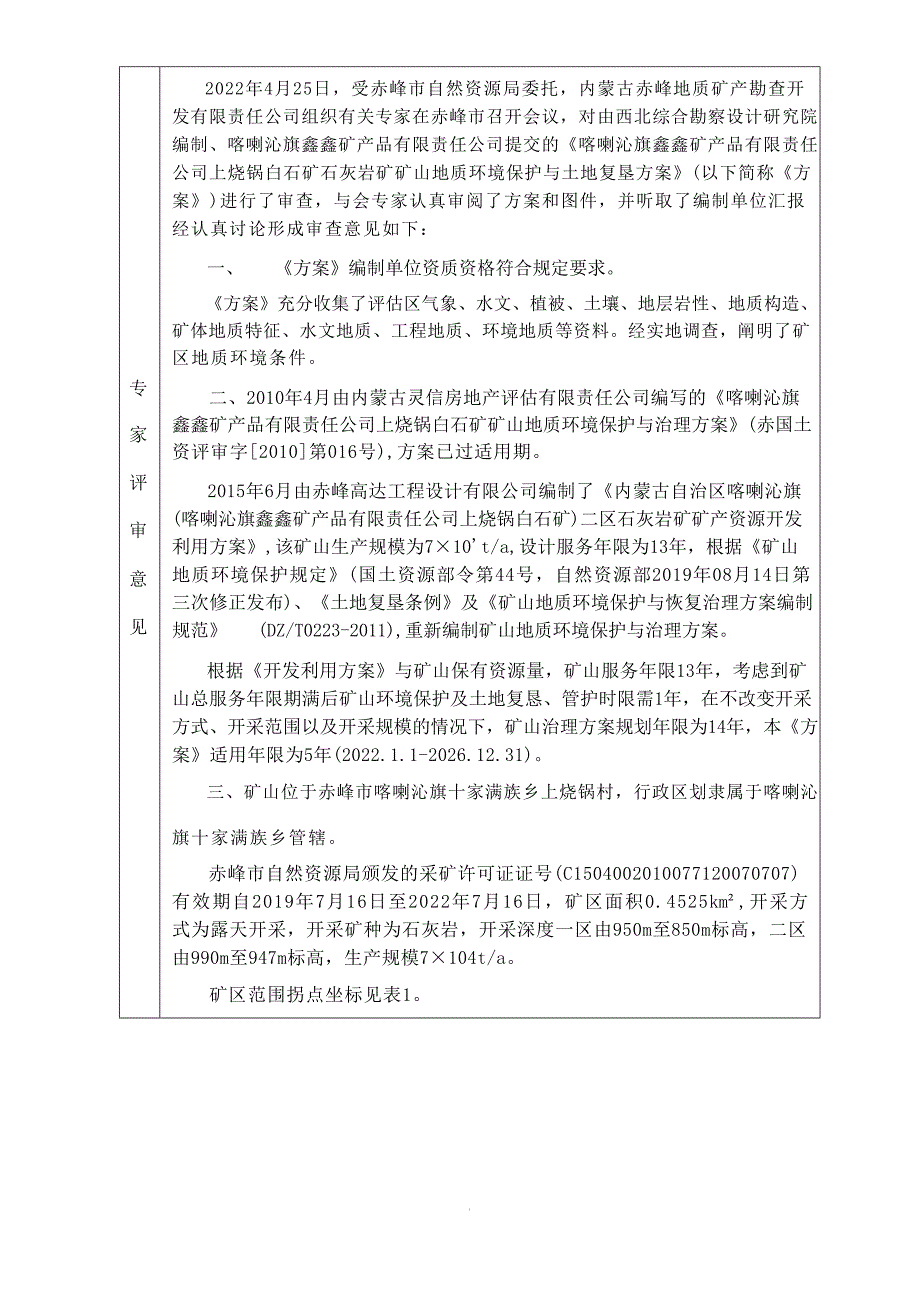 喀喇沁旗鑫鑫矿产品有限责任公司上烧锅白石矿石灰岩矿矿山地质环境保护与土地复垦方案.docx_第2页