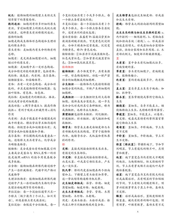 药用植物学超级、必考重点