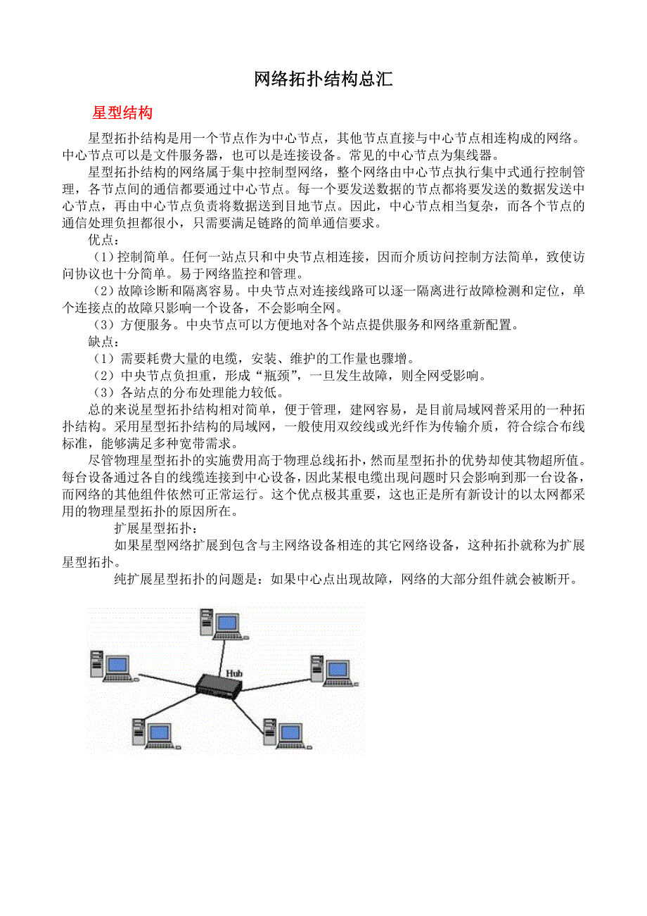 网络拓扑结构大全和图片(星型、总线型、环型、树型、分布式、网状拓扑结构) 精选编写.DOCX_第1页