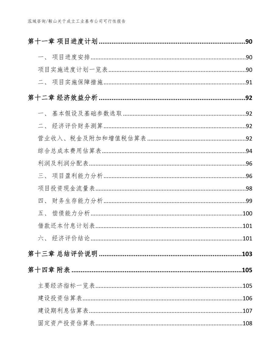 鞍山关于成立工业基布公司可行性报告（参考模板）_第5页