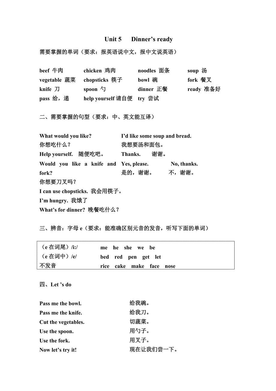 新人教版英语四年级上册复习资料_第5页