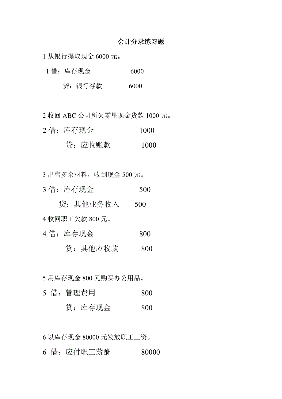 会计分录练习题新整理(DOC)_第1页