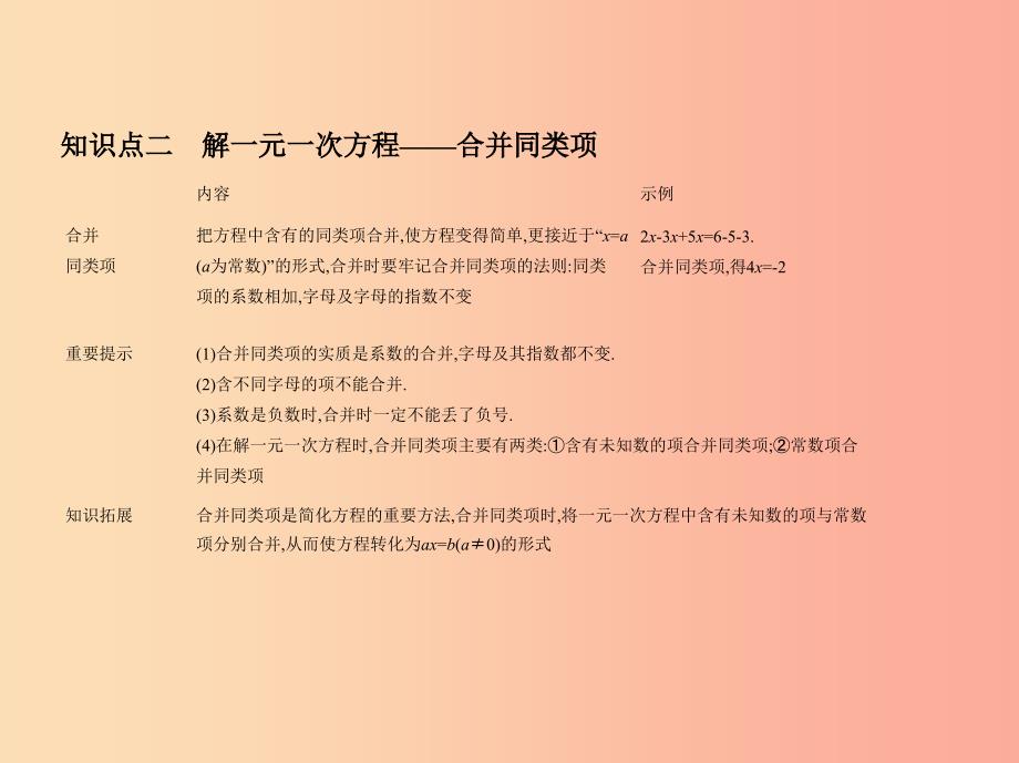 七年级数学上册第三章一元一次方程3.2解一元一次方程一_合并同类项与移项课件 新人教版.ppt_第4页