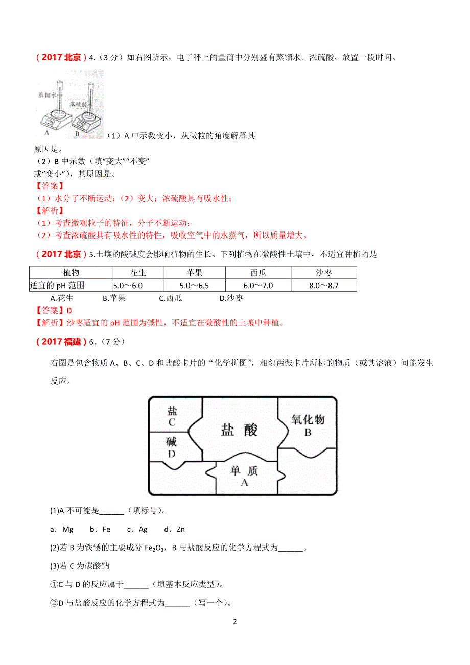 2017年全国中考化学试题分类汇编——5.常见的酸和碱_第2页