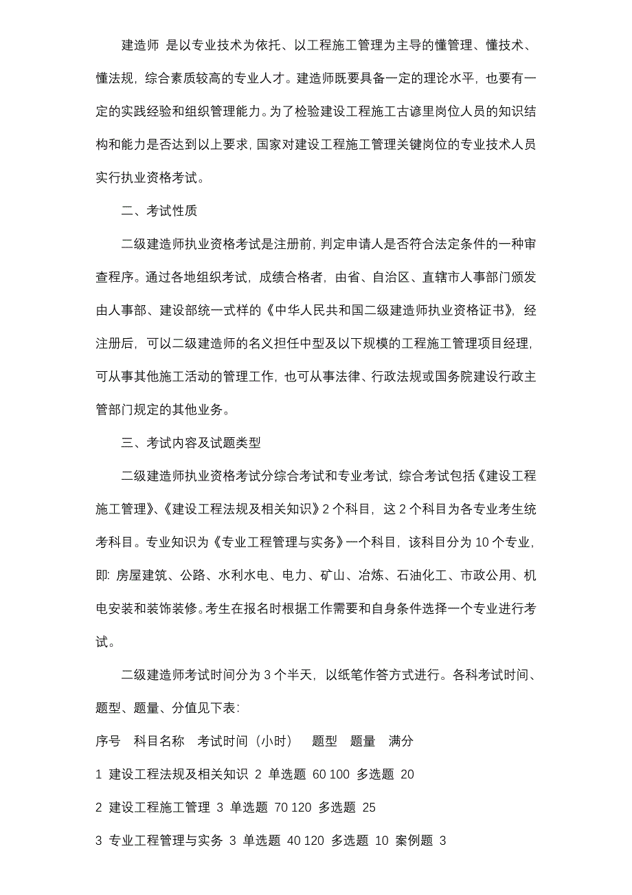 2012年二建考试建造工程专业考试大纲_第2页