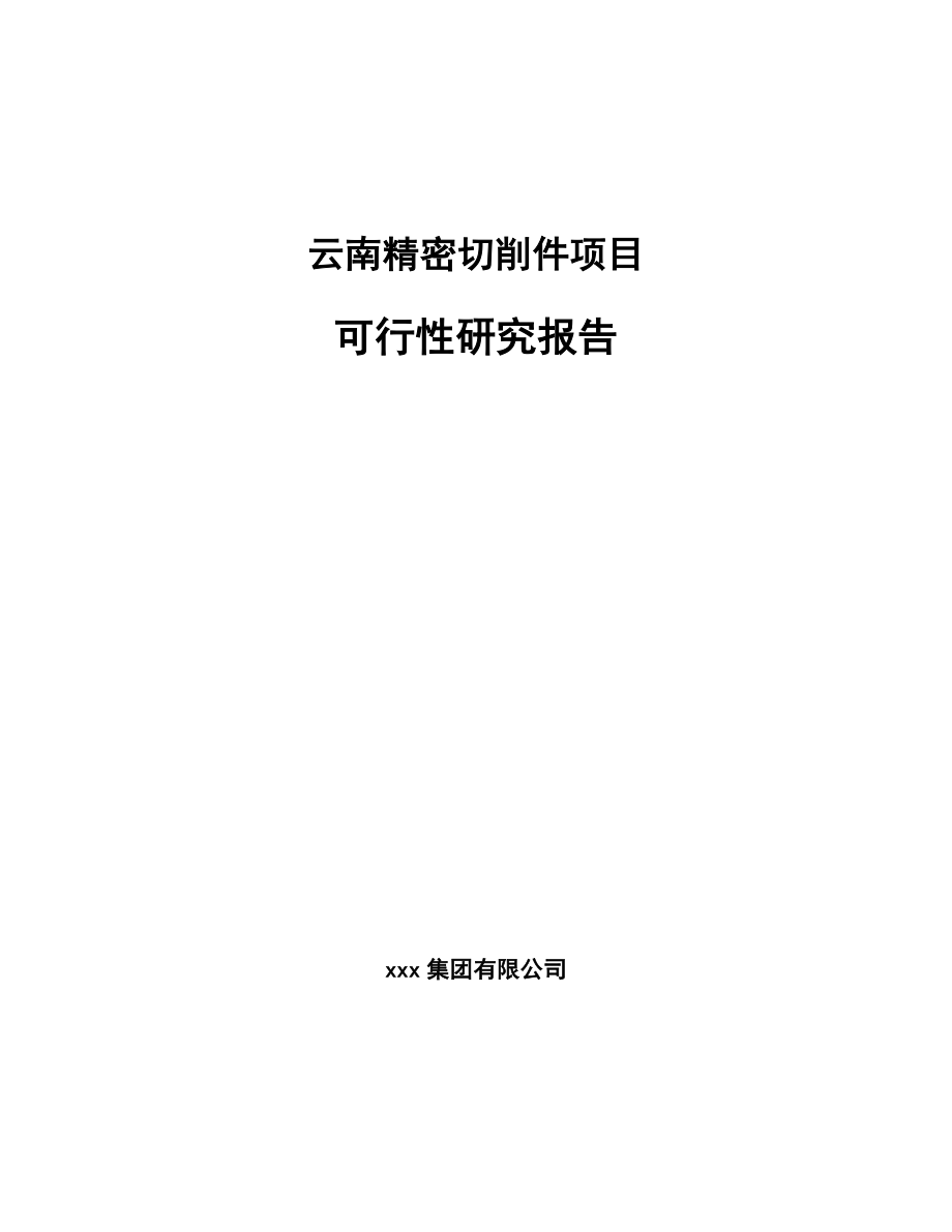 云南精密切削件项目可行性研究报告_第1页