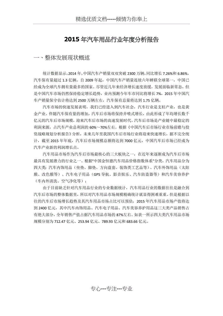 2015年汽车用品行业年度分析报告_第1页