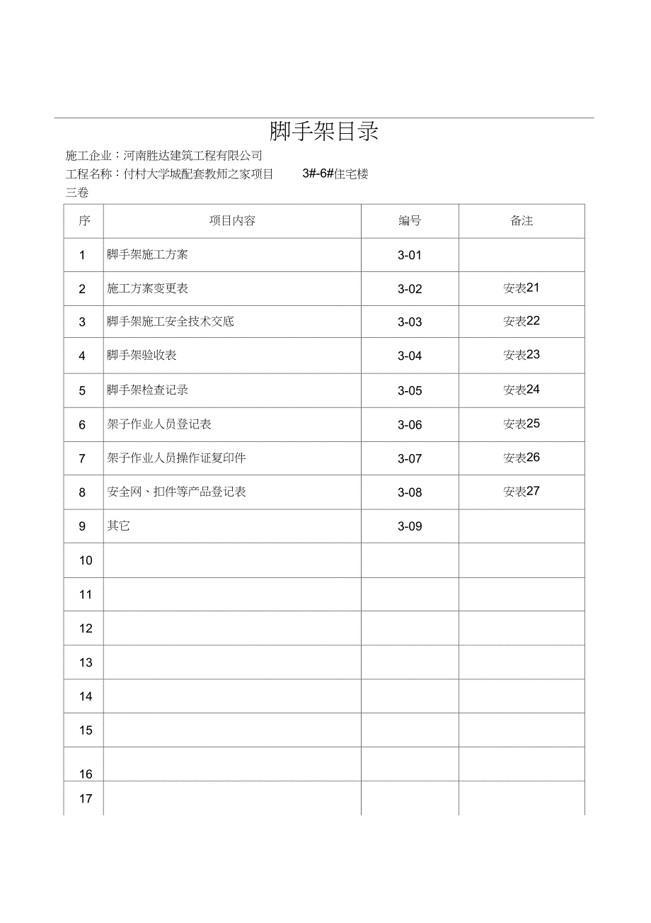 天津安全资料三卷(交手架)范本剖析_第2页