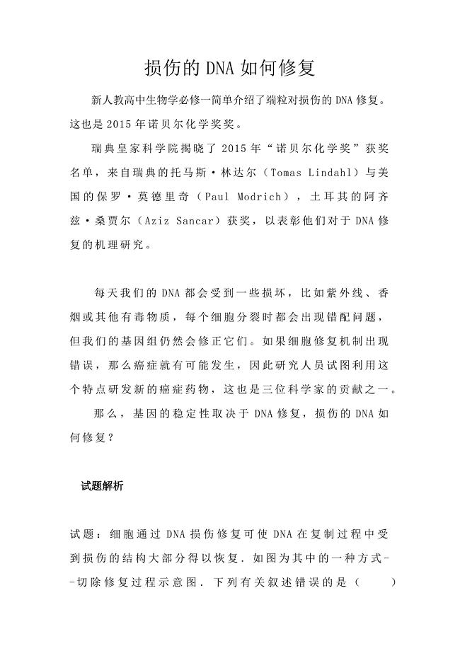 损伤的DNA如何修复.docx