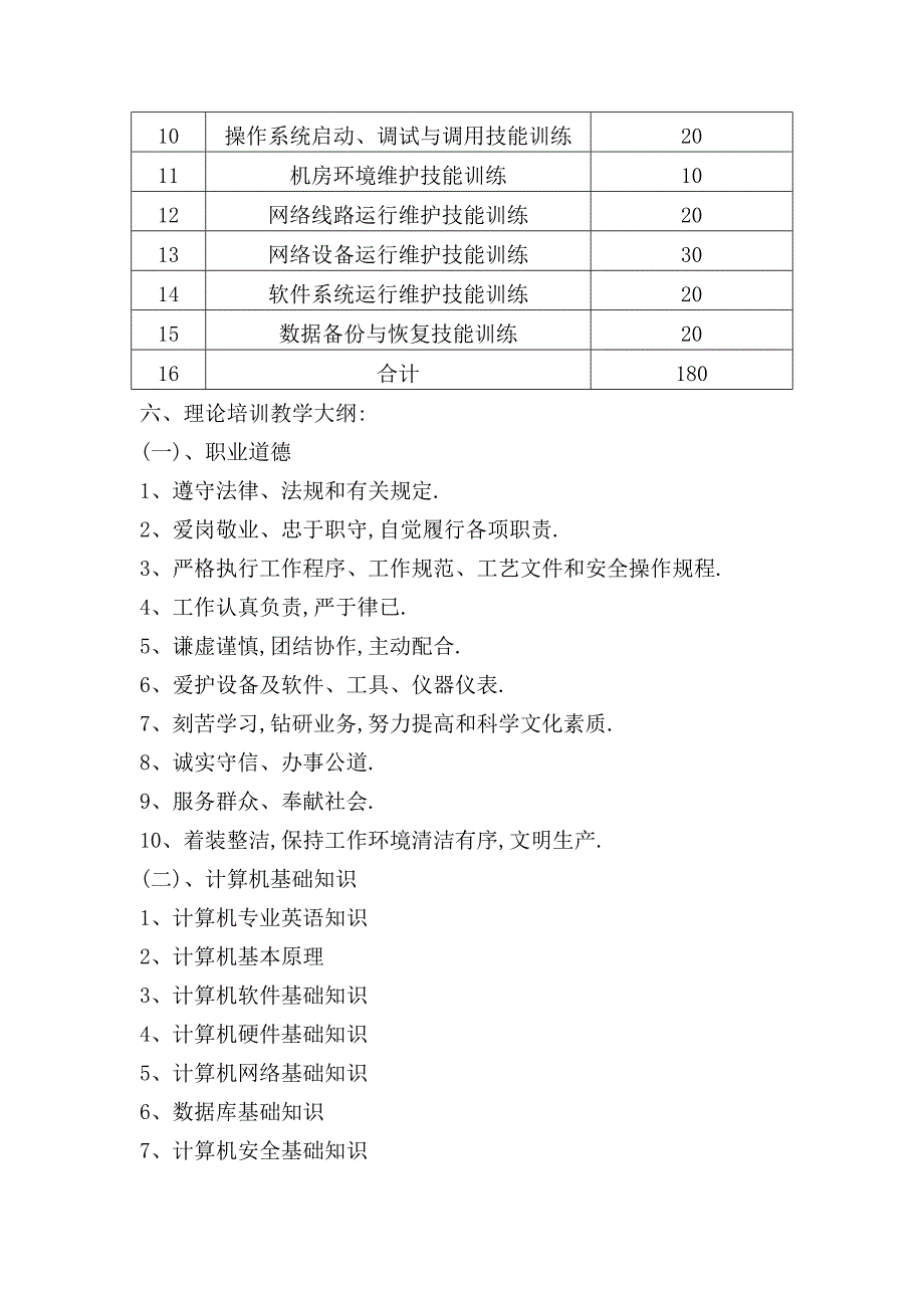 信息通讯网络运行管理员教学计划及大纲.doc_第2页