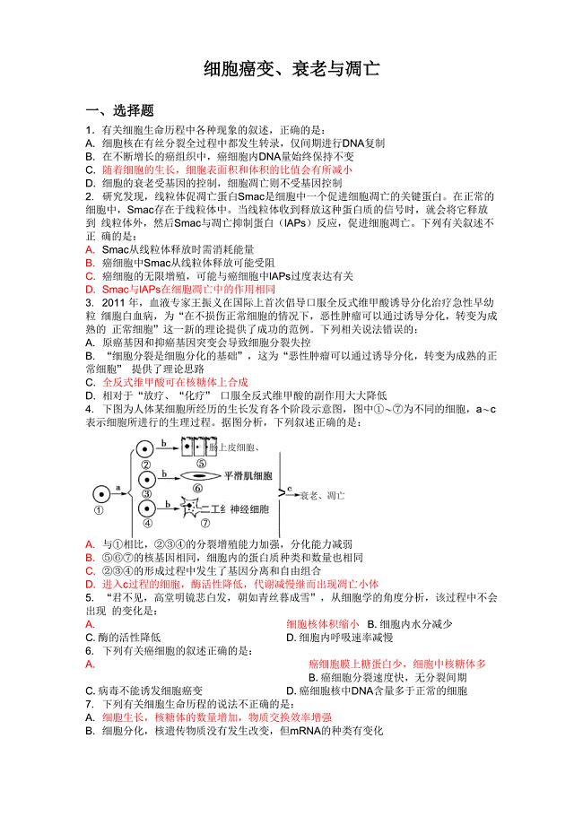 细胞衰老、凋亡与癌变1