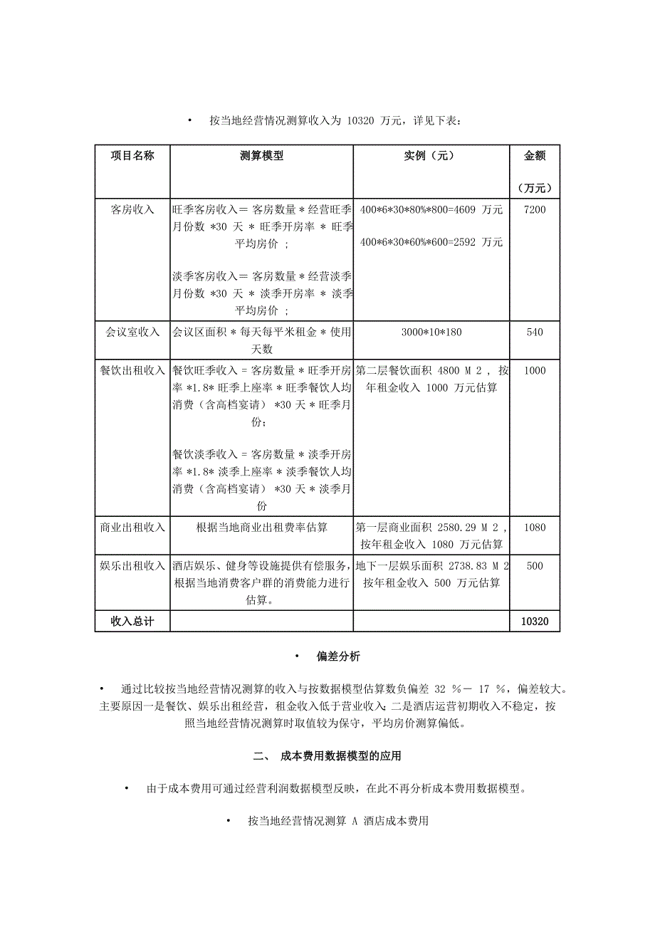 酒店经营收入数据模型估算及财务预算的编制_第2页