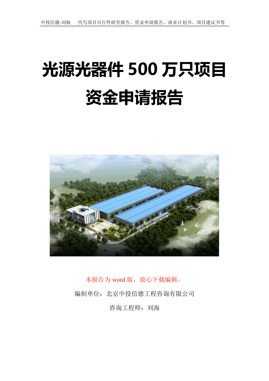 光源光器件500万只项目资金申请报告写作模板定制_第1页