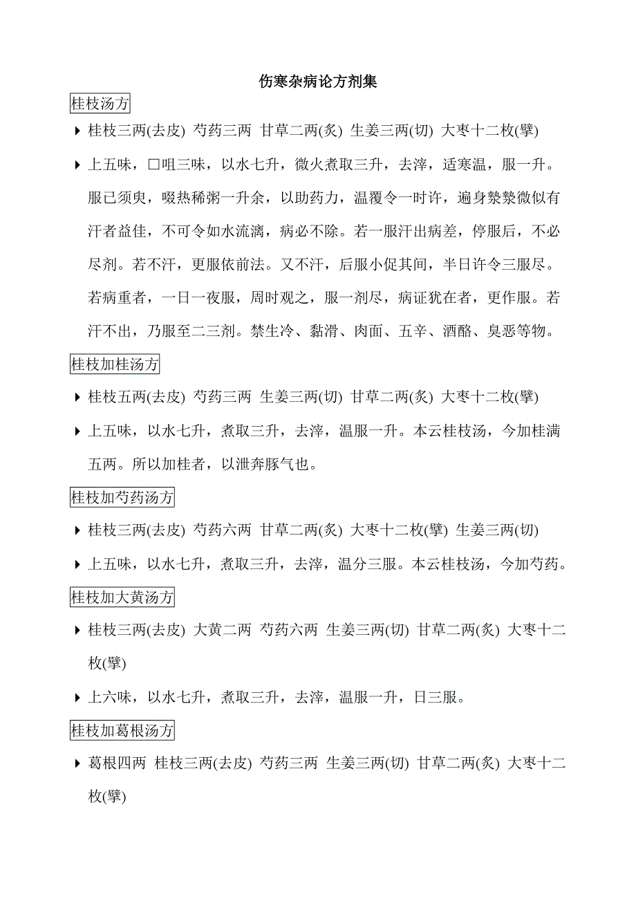 伤寒杂病论方剂集_第1页