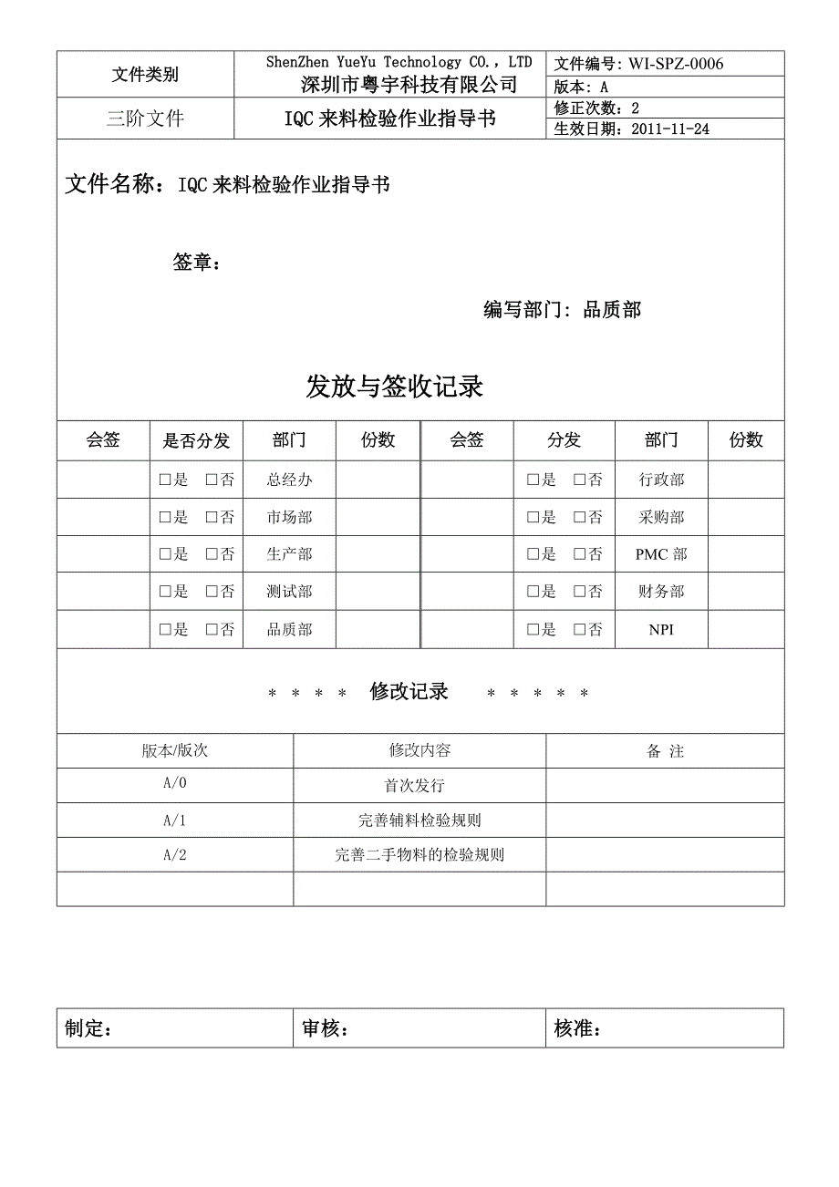 QC来料检验作业指导书_第1页