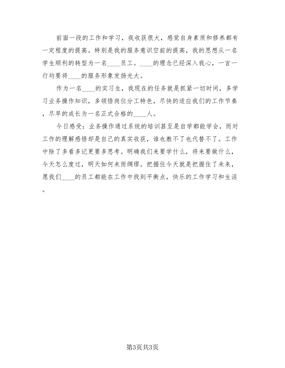 2023银行实习日记总结（4篇）.doc_第3页