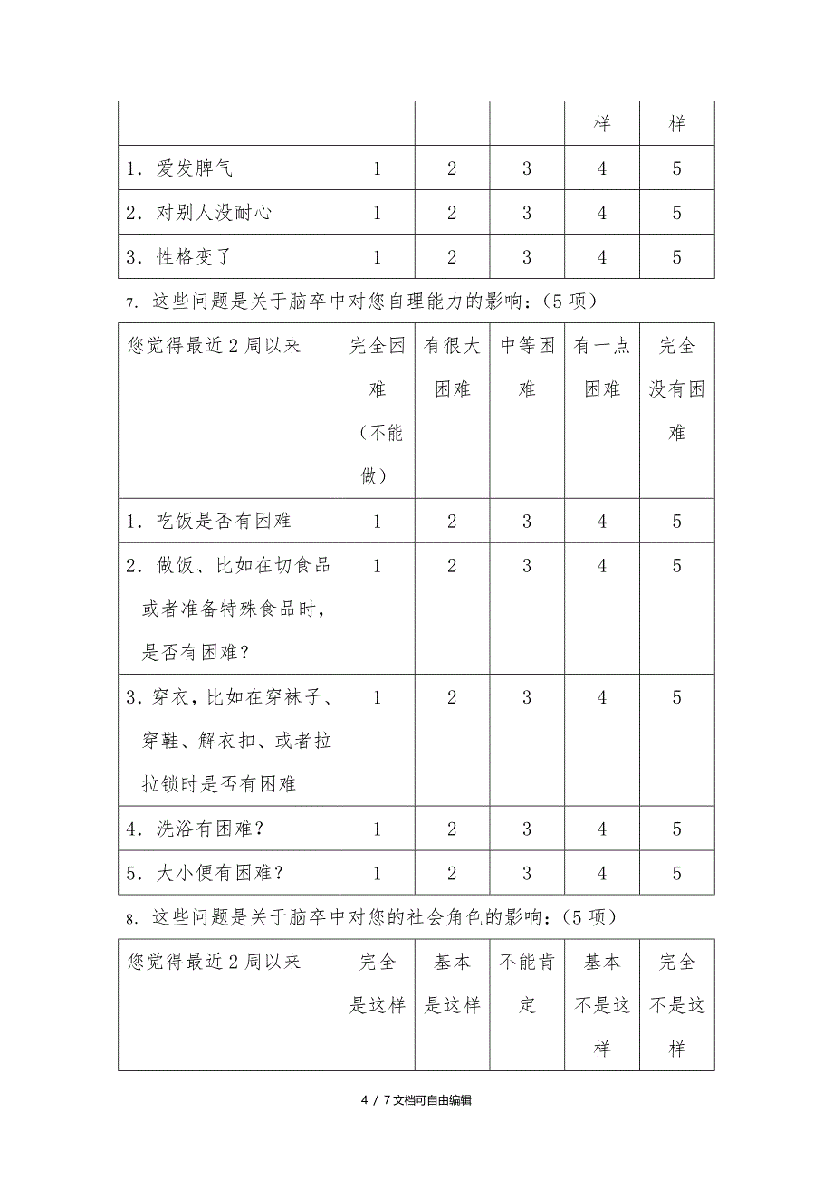 脑卒中专用生活质量量表_第4页