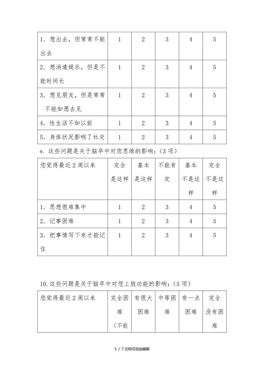 脑卒中专用生活质量量表_第5页