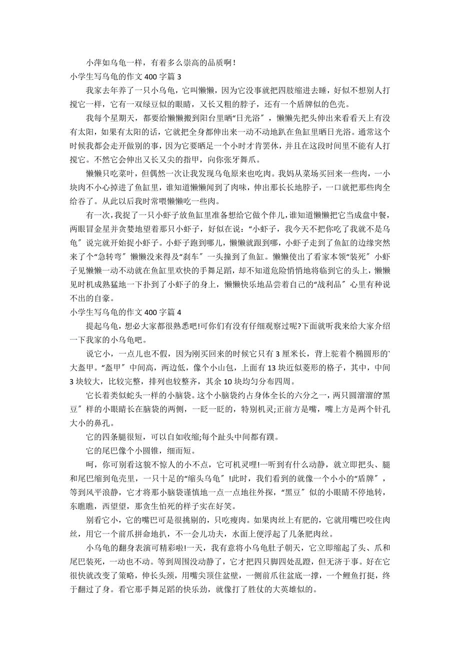 有关小学生写乌龟的作文400字集合8篇_第2页