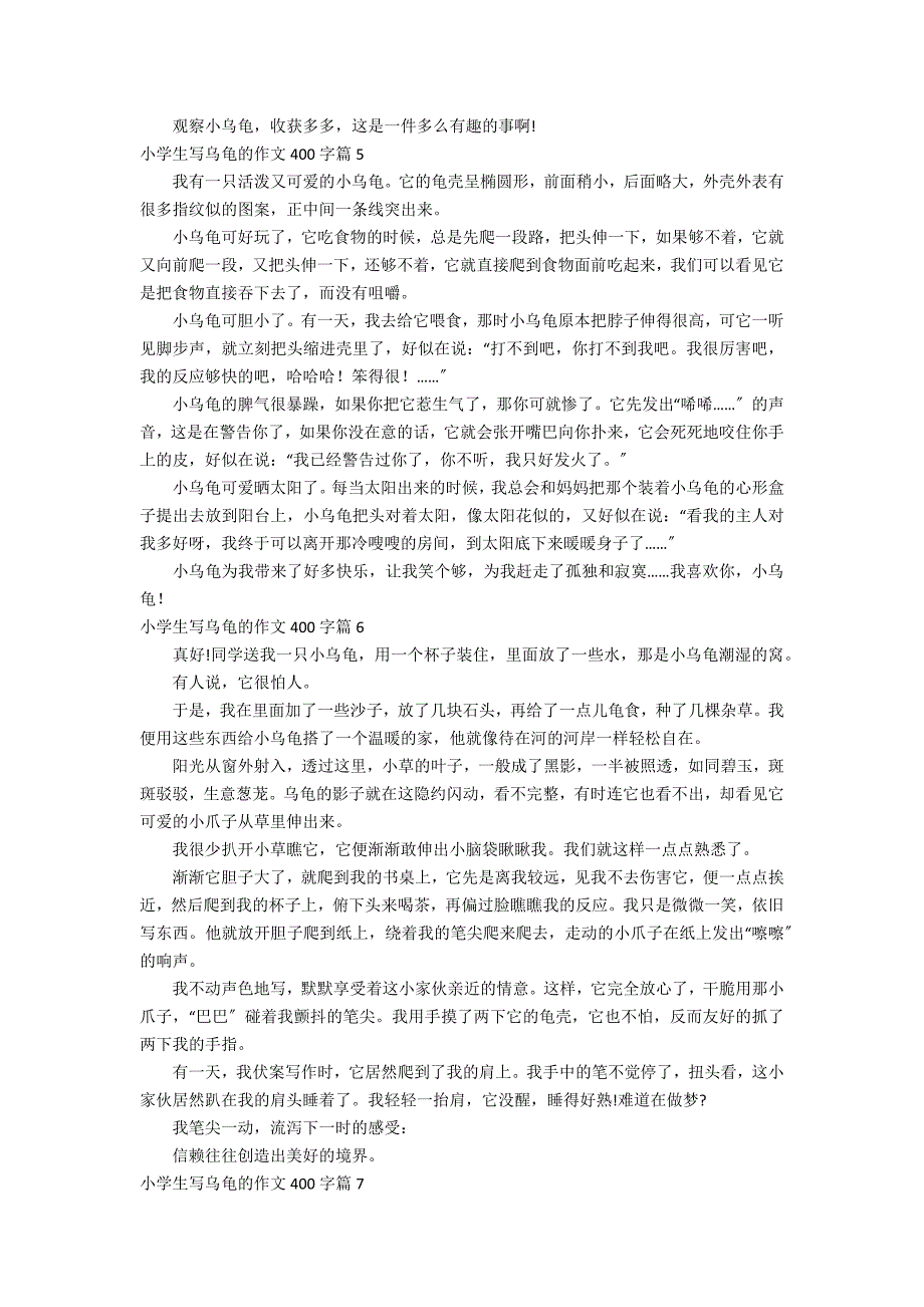 有关小学生写乌龟的作文400字集合8篇_第3页