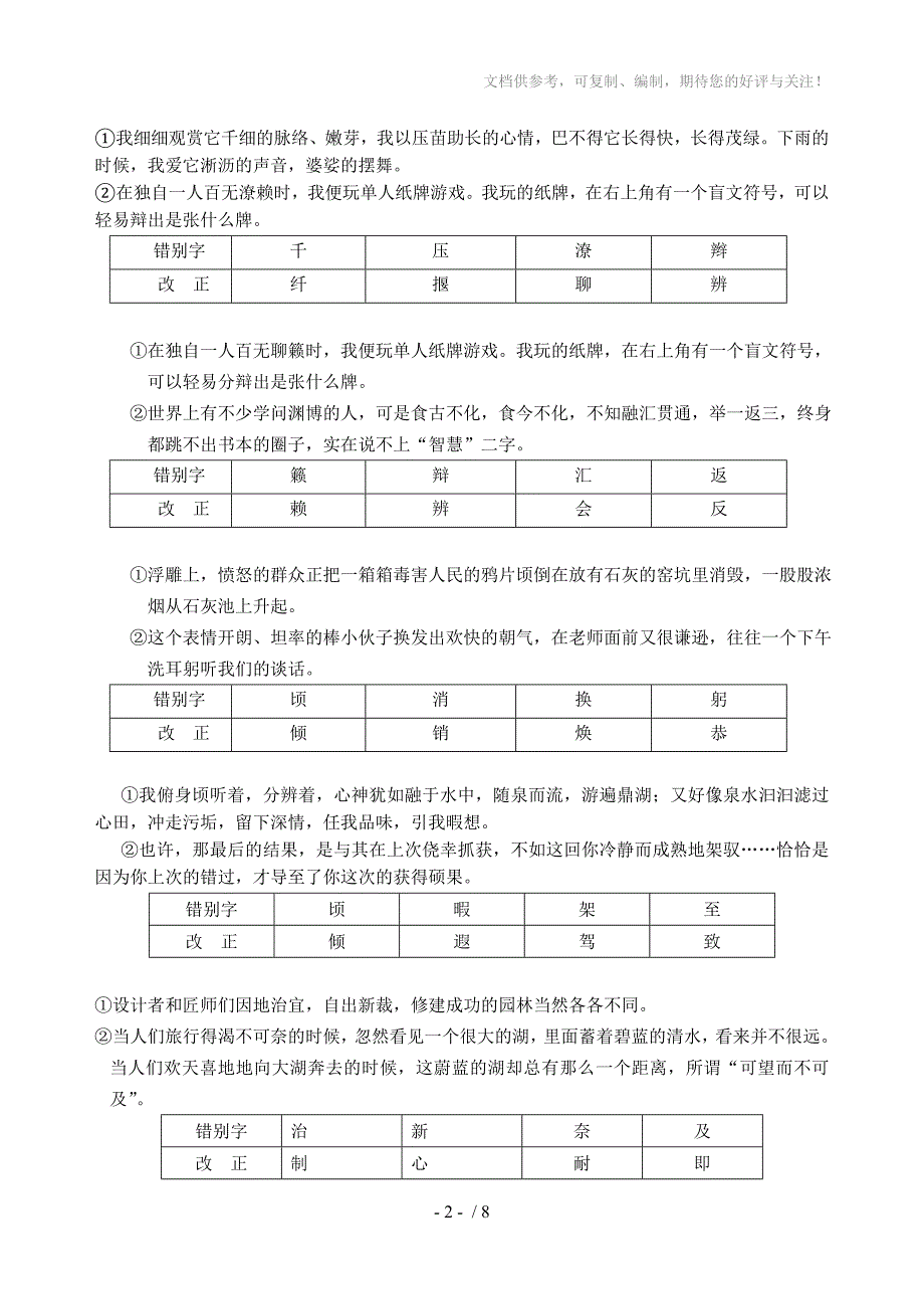 2012年苏州中考语文专题练习错别字改正_第2页