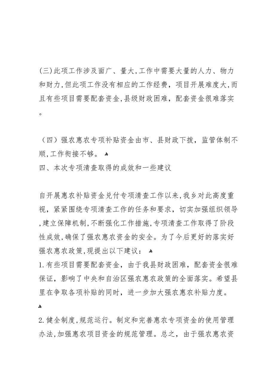 年乡镇惠农补贴资金专项清查工作总结_第5页