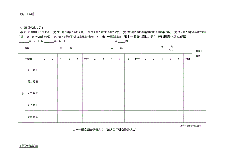 膳食调查记录表_第1页