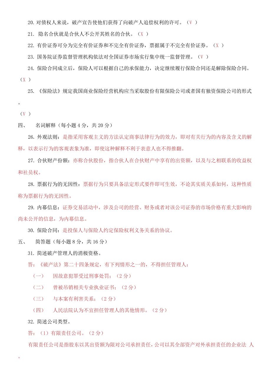 精编2021国家开放大学电大本科《商法》期末试题及答案（试卷号：1058）_第4页