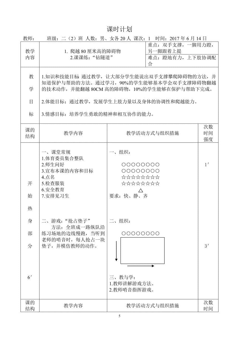 二年级体育教案爬越80100厘米高的横向跳箱全国通用_第5页